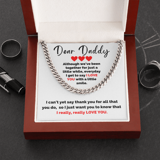 Dear Daddy - Cuban Link Chain Necklace (White Background)