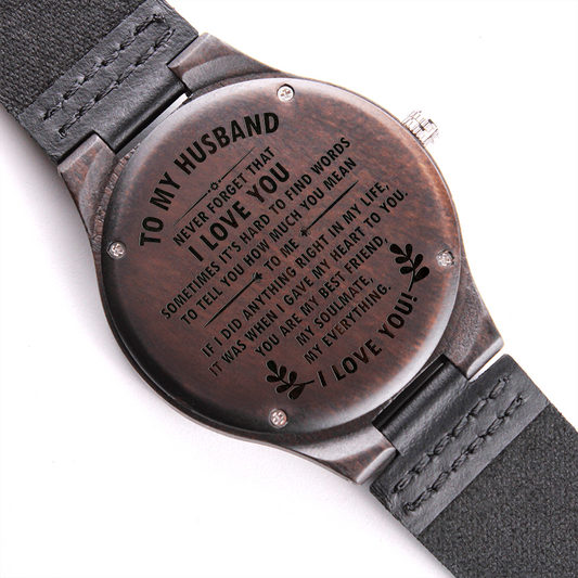 To My Husband -  Engraved Wooden Watch
