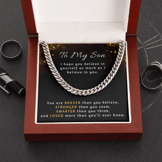 To My Son ...Loved More Than You Know - Cuban Link Chain Necklace