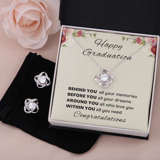Happy Graduation -Love Knot Necklace and Earring Set
