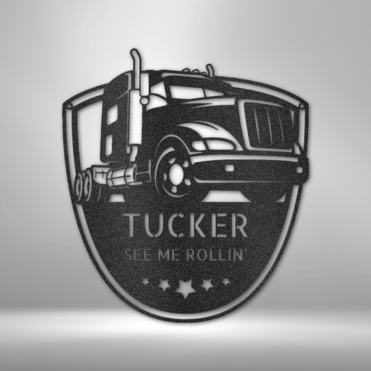 Trucker Monogram -  Steel Black Customized Sign